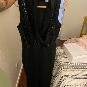 Tuxedo Style Sequin Jumpsuit